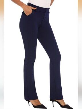 NWT Amazom iChosy Women's Navy Blue Bootcut Stretch Dress Pants Business Casual
